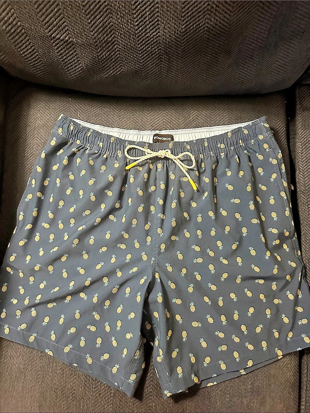 Bonobos Riviera Recycled Swim Trunks Gray & Yellow